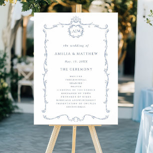 Poster Programme de cérémonie de mariage français classiq