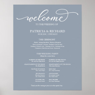 Poster Programme de cérémonie mariage Script Dusty Blue S