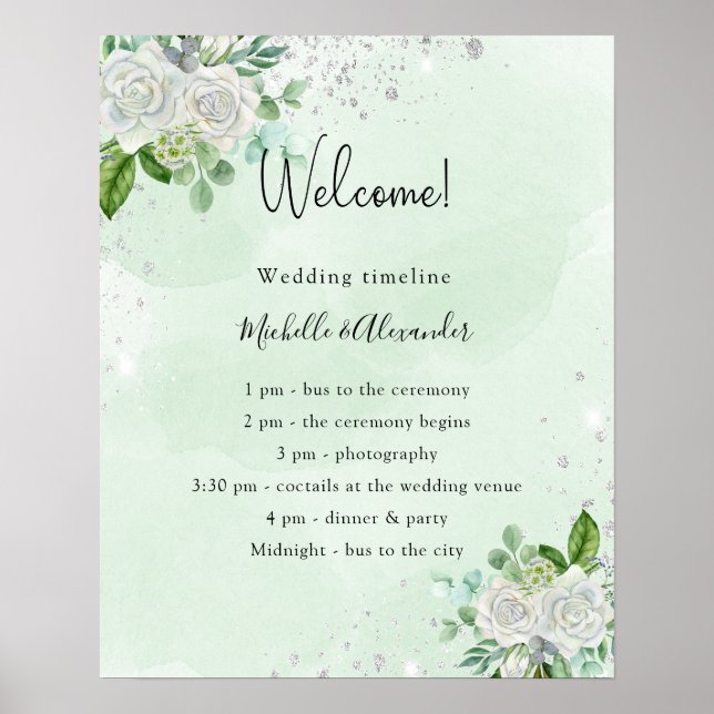 Poster Programme de chronologie mariage floral eucalyptus (Devant)