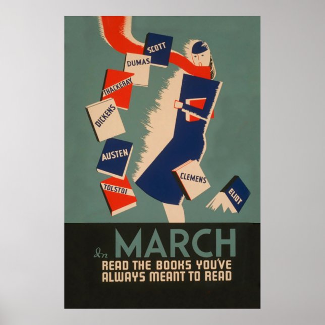 Poster Programme de lecture de mars Vintage (Devant)