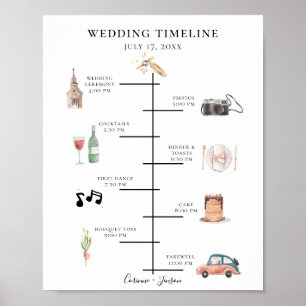Poster Programme de mariage aquarelle rustique