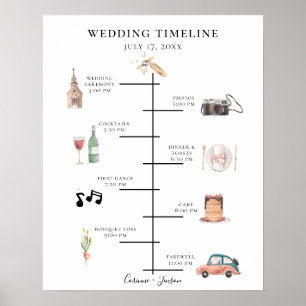 Poster Programme de mariage aquarelle rustique