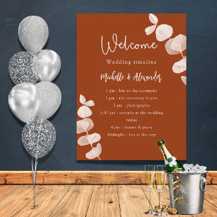 Poster Programme de mariage au eucalyptus orange brûlé ch