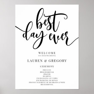 Poster Programme de mariage du plus beau jour Signe de bi