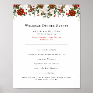 Poster Programme de mariage floral rustique   Botanique b