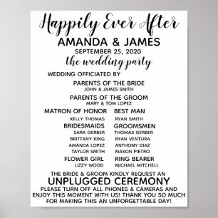 Poster Programme de mariage/Pancarte sans appareil photo