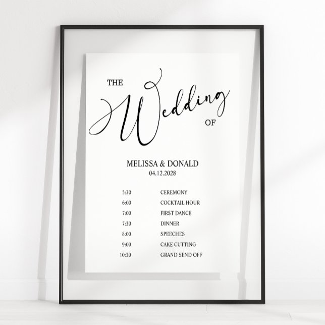 Poster Programme de mariage simple moderne noir  (Créateur téléchargé)