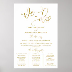 Poster Programme de mariage Taille des signes Gold Callig