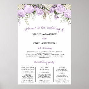 Poster Programme de mariage Taille des signes Rose violet
