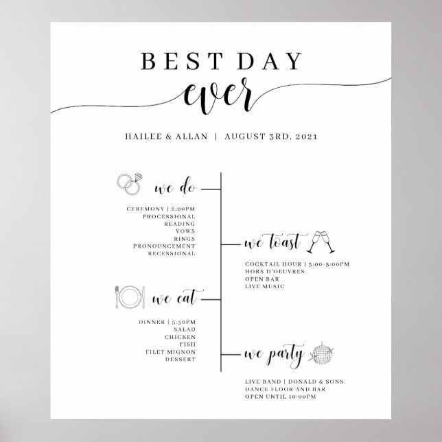 Poster Programme de planning de mariage Meilleur Jour Jam (Devant)