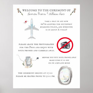 Poster Programme d'itinéraire du Mariage d'avion Bienvenu