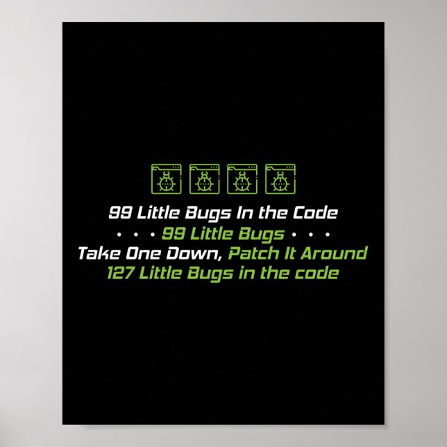 Poster Programmer Codage 99 Petits Bugs Dans Le Code (Devant)