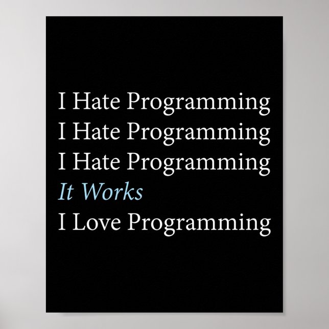 Poster Programmer Coding I Hate Programmation I Love (Devant)