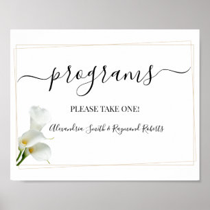 Poster Programmes de cérémonie de mariage verdure calla l