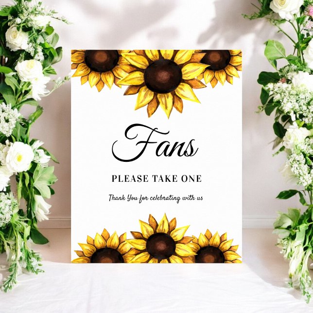 Poster Programmes de mariage tournesol Éventails Panneau  (Créateur téléchargé)