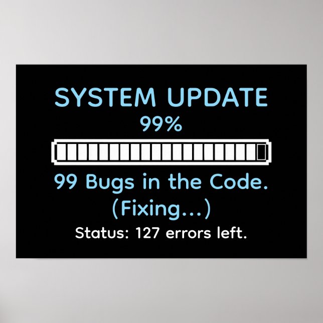 Poster Programmeur drôle en train de coder (Devant)