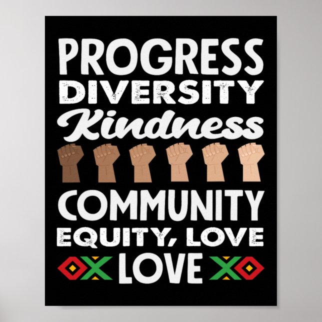 Poster Progrès Diversité Gentillesse Amour Mois de l'hist (Devant)