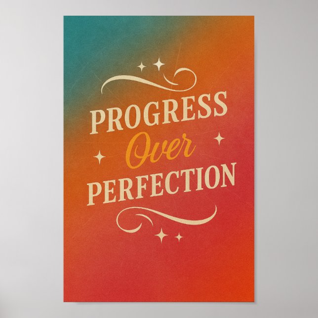 Poster Progrès sur l'affiche de la perfection | Art vibra (Devant)