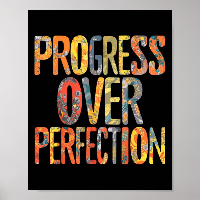 Poster Progress Over Perfection Motivation Motivational T (Devant)