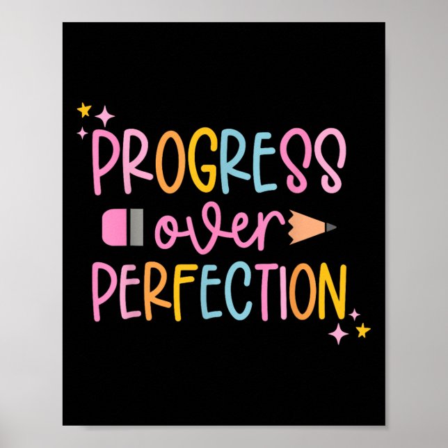 Poster Progress Over Perfection Motivational Back To Scho (Devant)