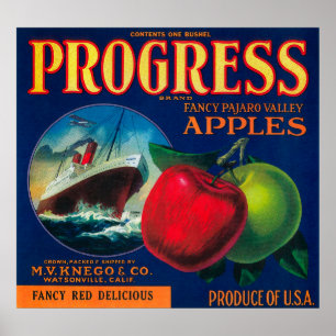 Poster Progression Apple Crate LabelWatsonville, CA