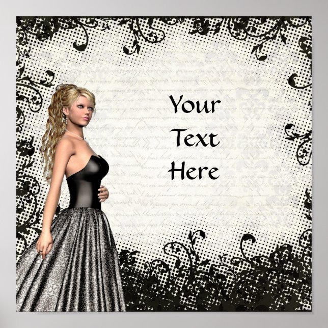 Poster Prom girl en robe noire (Devant)