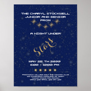 POSTER Prom senior Junior, Étoiles de nuit, bleu, 
