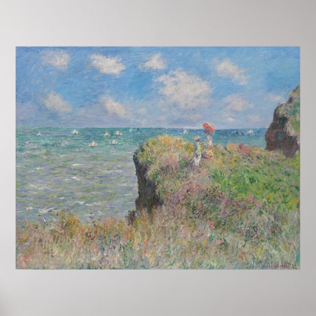 Poster Promenade Cliff à Pourville Monet (Devant)
