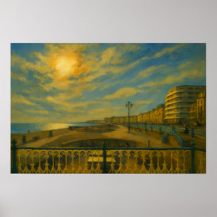 Poster Promenade d'or - Coucher de soleil sur le front de