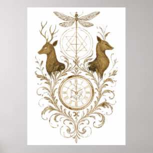Poster Promenade esthétique de la nature du cerf et de la