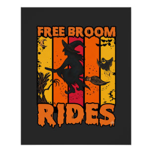 Poster Promenades en balai Halloween Sorcière volante fan