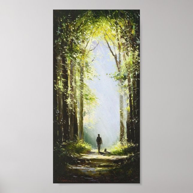 Poster Promenez-vous dans la peinture à l'huile de bois (Devant)