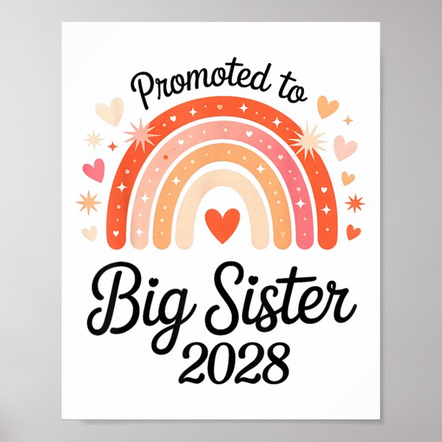 Poster Promoted To Big Sister 2028 New Baby Pregnancy Ann (Devant)
