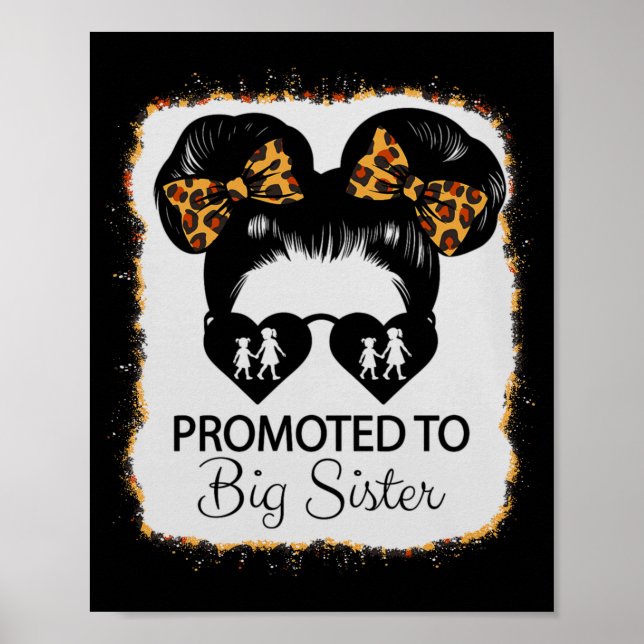 Poster Promoted To Big Sister Leopard Girl Baby Announcem (Devant)