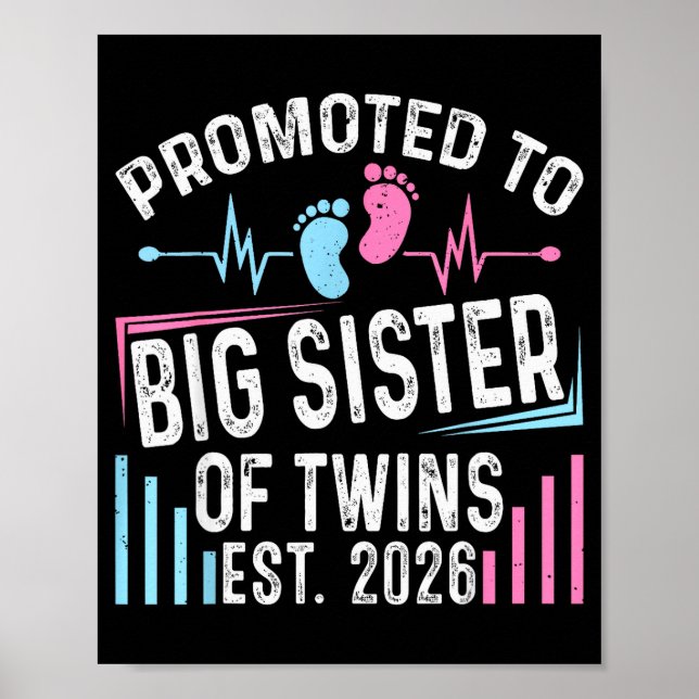 Poster Promoted To Big Sister Of Twins Est 2026 Baby Show (Devant)