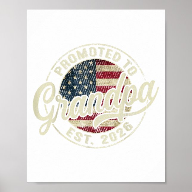 Poster Promoted To Grandpa 2026 Expecting Baby Usa Flag G (Devant)