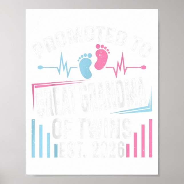Poster Promoted To Great Grandma Of Twins Est 2026 Baby S (Devant)