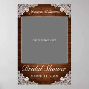 Poster Prop photo en bois rustique et dentelle blanche