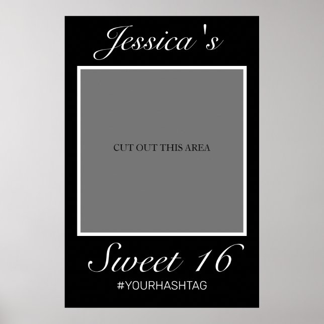 Poster Prop photo minimaliste moderne Black Sweet 16 (Devant)