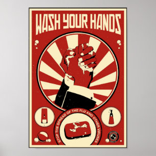 Poster Propagande de bureau : Lavez vos mains