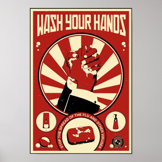 Poster Propagande de bureau : Lavez vos mains (Devant)