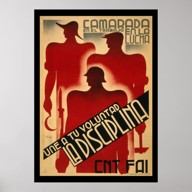 Poster Propagande rare de guerre civile espagnole - Disci (Devant)