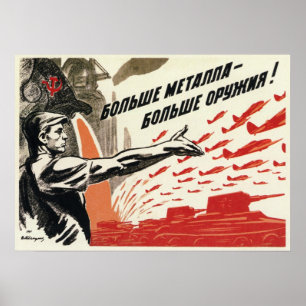 Poster Propagande soviétique 1942 de l'URSS de 2ÈME