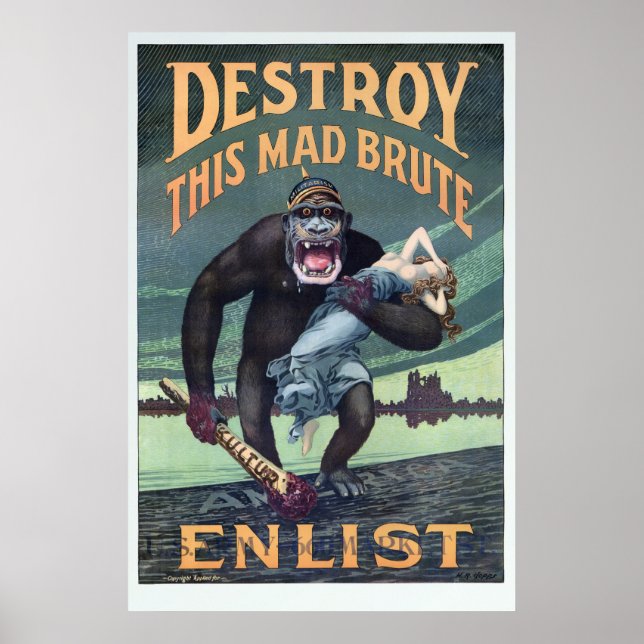 Poster Propogande germanique de Gorilla de la Première Gu (Devant)