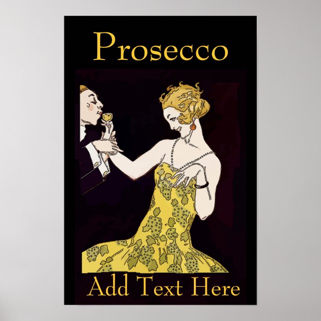 Poster Prosecco, vintage  couple, add text, (Devant)