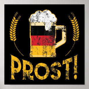 Poster Prost Allemand Drapeau Bière Lover Oktoberfest