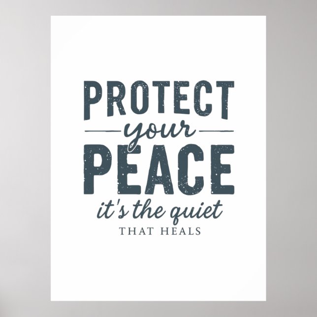 Poster Protect Your Peace: Quiet Healing Typography (Devant)