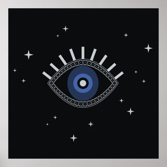 Poster Protection des yeux bleus contre les mauvaises éne (Devant)