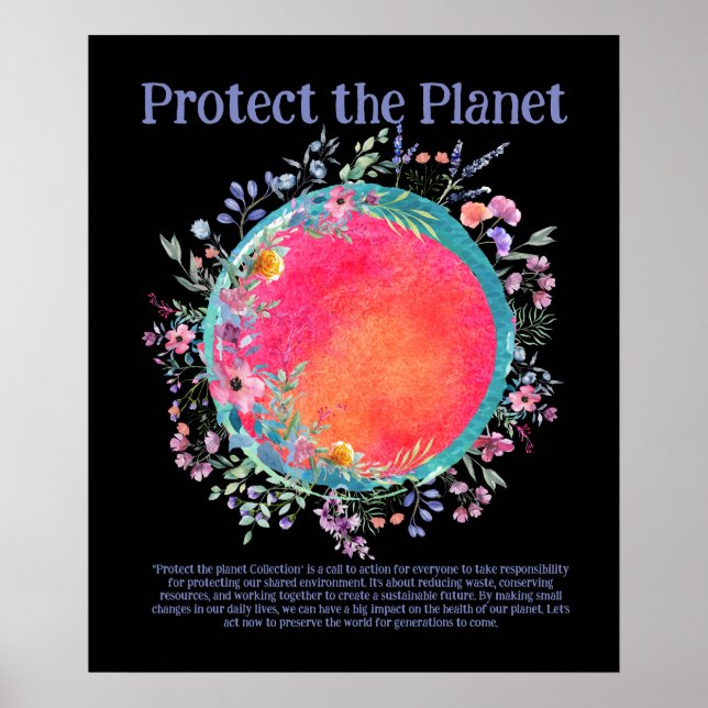 Poster PROTÉGER LA PLANÈTE SAVE EARTH Jour des terres Art (Devant)