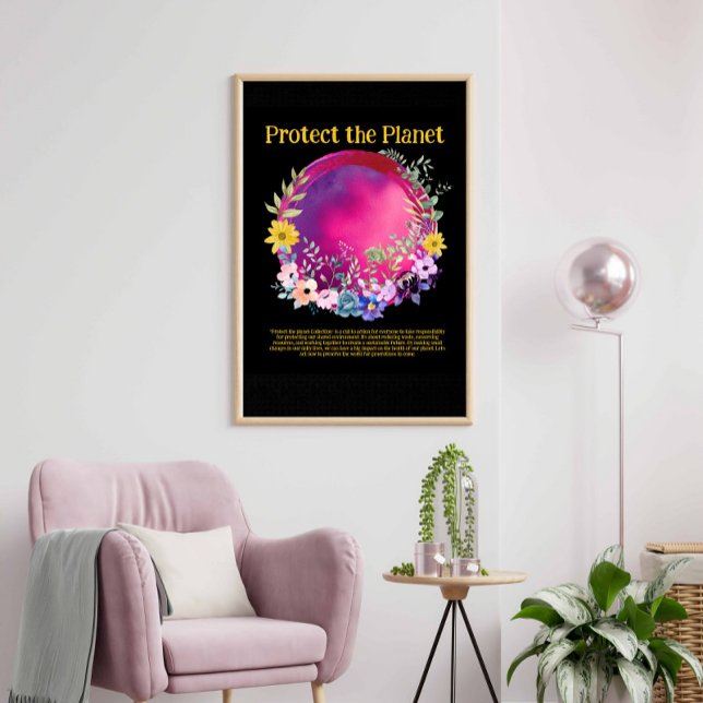 Poster PROTÉGER LA PLANÈTE SAVE EARTH Jour des terres Art (Créateur téléchargé)